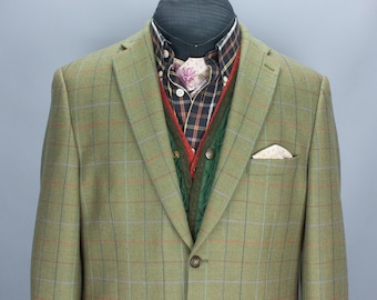 Brook Taverner Tweed Jacket 42S EU 52| Olive Green Check Blazer | Vintage British Menswear | Smart Casual Fall Outfit