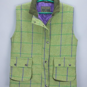 Women’s Tweed Shooting Gilet UK 12 US 8 – Walker & Hawkes Quilted Country Vest – Rustic Heritage Outerwear – Hunting Style Gift
