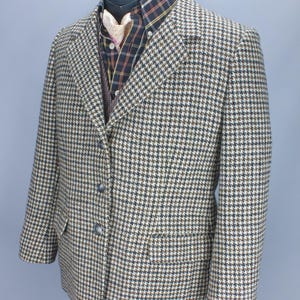 Blazer Harris Tweed con pata de gallo: chaqueta escocesa vintage, estilo tejido a mano, ropa masculina atemporal, elegante multicolor, talla 44 para hombre
