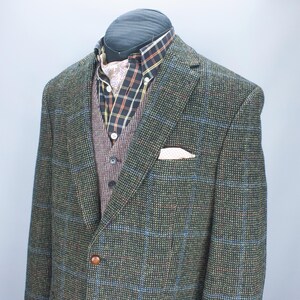 Chaqueta de tweed Barutti para hombre de Harris Tweed: cuadros clásicos de ventana, blazer Hacking L50/118 para un estilo atemporal, lujo hecho a mano