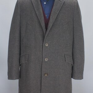Ted Baker heren visgraat tweed overjas maat 5 bruinzwarte wolmix jas XL