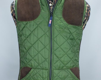 Vintage Green Quilted Hunting Vest Men’s M – Belstaff Britton Shooting Waistcoat, Countrywear, Outdoorsman Style Gift