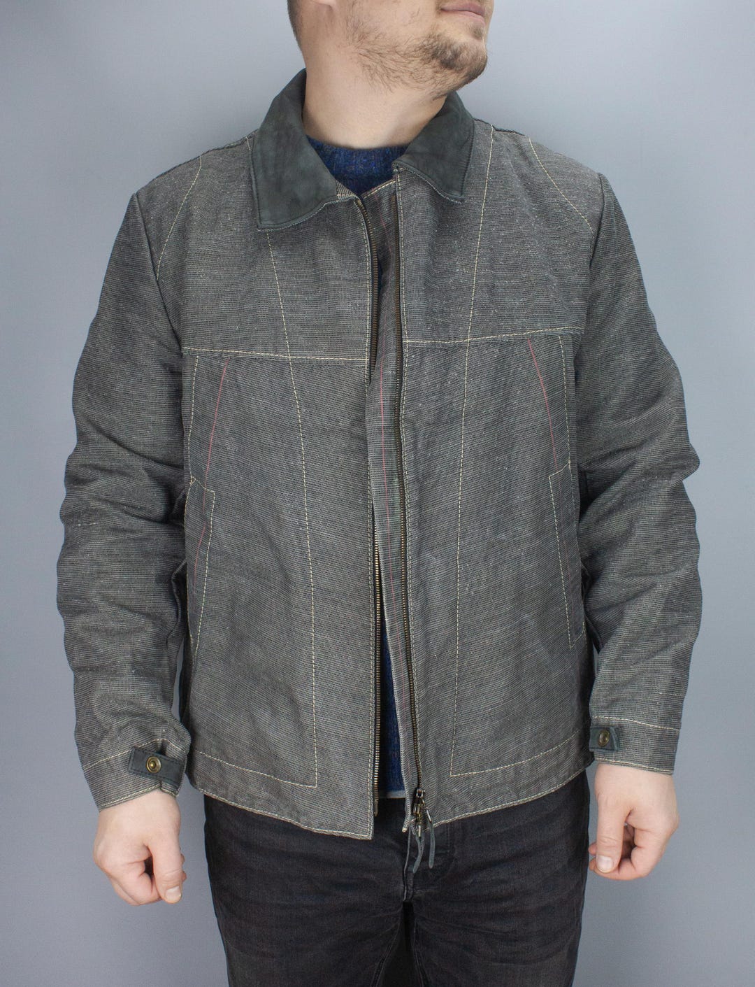Hack Jacket Hack Lederware Mens Canvas Jacket Grey Anthracite Workwear Cotton Linen ...