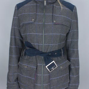 Ness Tweed Womens Field Coat US 10 Gray Check Wool Blend Jacket UK 12