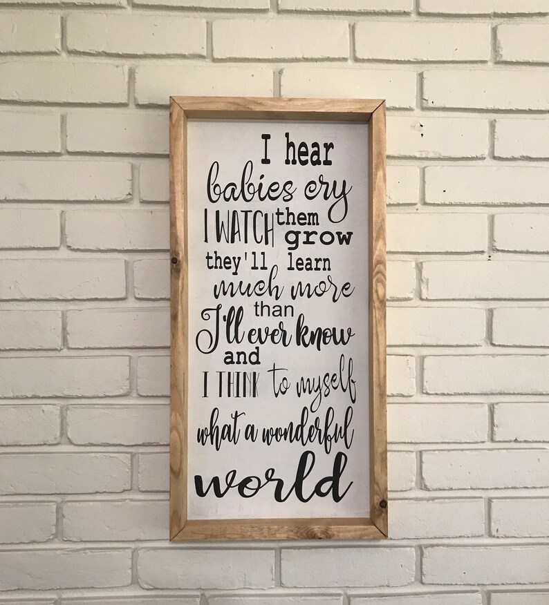 What A Wonderful World sign framed farmhouse style wood sign Etsy