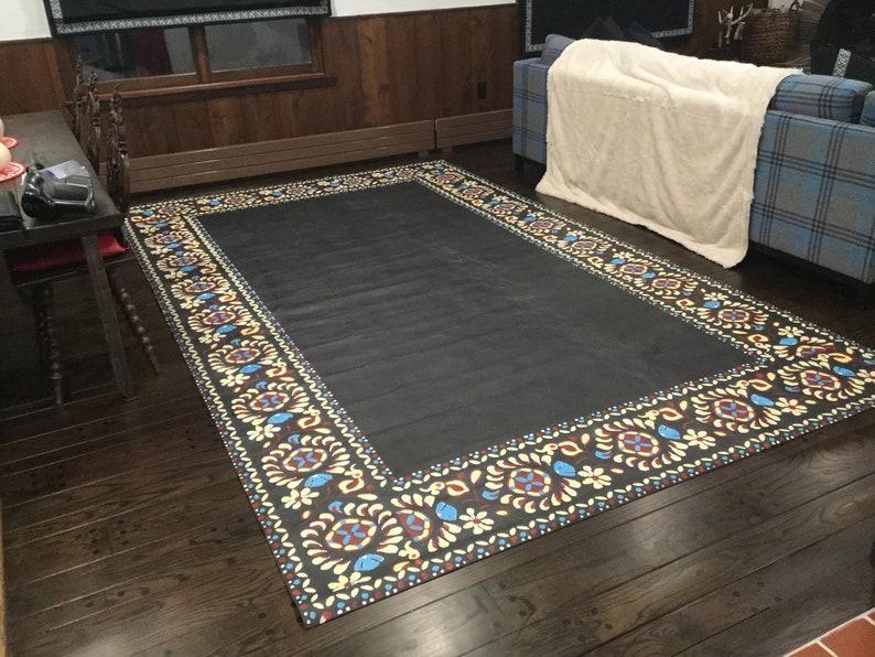 Canvas Floorcloth Rug Custom handpainted area rug Etsy