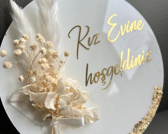 Door sign for bride pick-up: kiz evi naz evi, söz deko, kiz evine hosgeldiniz, Reception sign