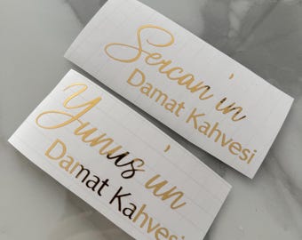 Damat Kahvesi Sticker Personalized Sticker, Sticker Tepsi