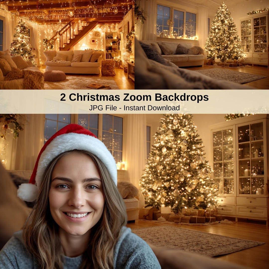 Holiday Christmas Zoom Backgrounds | New Year Virtual Backdrops ...