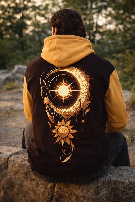 Fleece Hoodie Sun and Moon