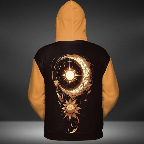 Fleece Hoodie Sun and Moon