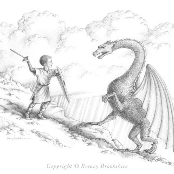 Fighting Dragons - Boy's Room Art Print - Gifts for Boys