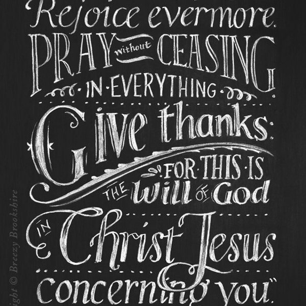 Rejoice Evermore - Chalkboard Art Print Bible Verse - 8x10