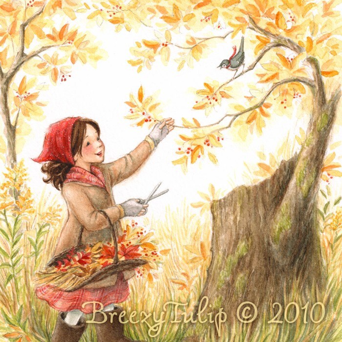 Gathering Autumn Joys - Art Print