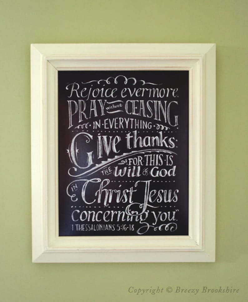 Rejoice Evermore Chalkboard Art Print Bible Verse 8x10 Etsy