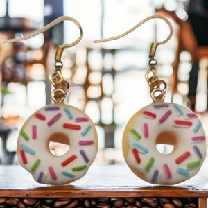 Hypoallergenic Sprinkle Donut Earrings, Food Inspired Jewelry, Fun Earrings, Unique Gift, Donut Lover Gift, Quirky Sprinkle Donut Earrings