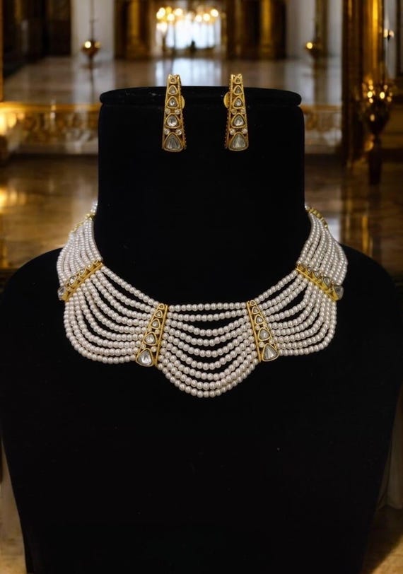 Set Di Collana Placcata In Oro Per Sposa Bollywood Indiano Da Festa
