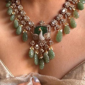 Sabyasachi Polki Kundan Mint Statement Necklace Set/Kundan PREMIUM Indian Pakistani Bridal Jadau Jewelry Moissanite Polki Diamond jewelry