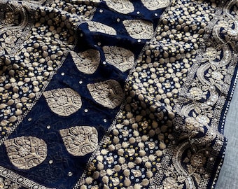 Designer saree, bridal saree, pure khaddi georgette, Banarasi weave, Indian Saree, wedding saree, festive saree, traditional saree