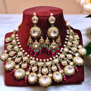 Collier de mariée Moissanite Kundan inspiré de Rashmika Mandanna avec boucles d'oreilles/bijoux Sabsayachi/Bollywood/bijoux indiens/bijoux pakistanais