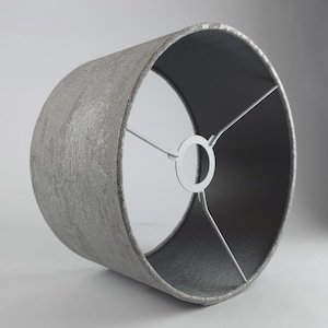 Luxury Textured Grey & Metallic Drum Lampshade – Modern Handmade Light Shade for Table Lamp or Ceiling | Home Decor