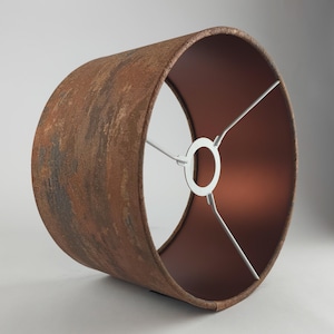 Luxury Textured Rust & Copper Drum Lampshade – Modern Handmade Light Shade for Table Lamp or Ceiling | Home Decor