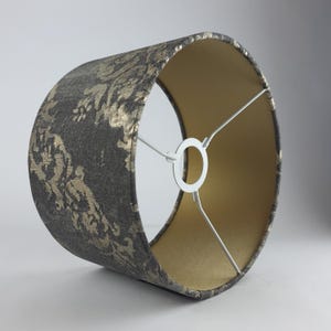 Luxury Textured Black Baroque & Metallic Drum Lampshade – Modern Handmade Light Shade for Table Lamp or Ceiling | Home Decor