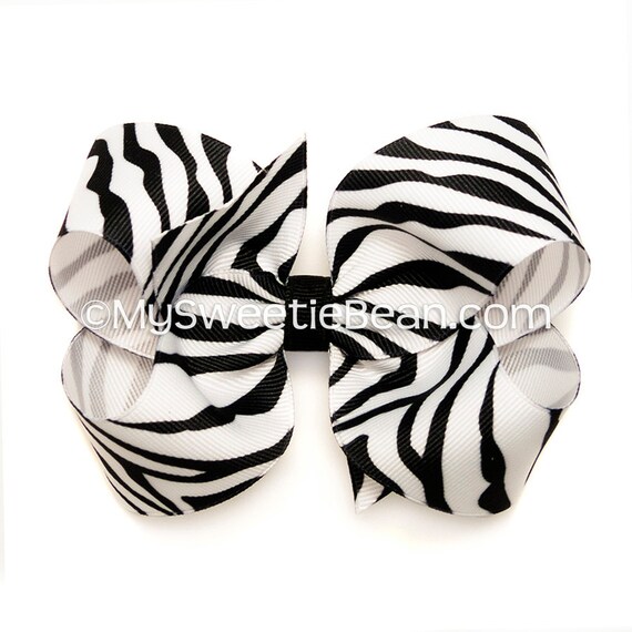 Zebra Hair Bow 4 inch Boutique Bow Zebra Print Bow 4 Etsy