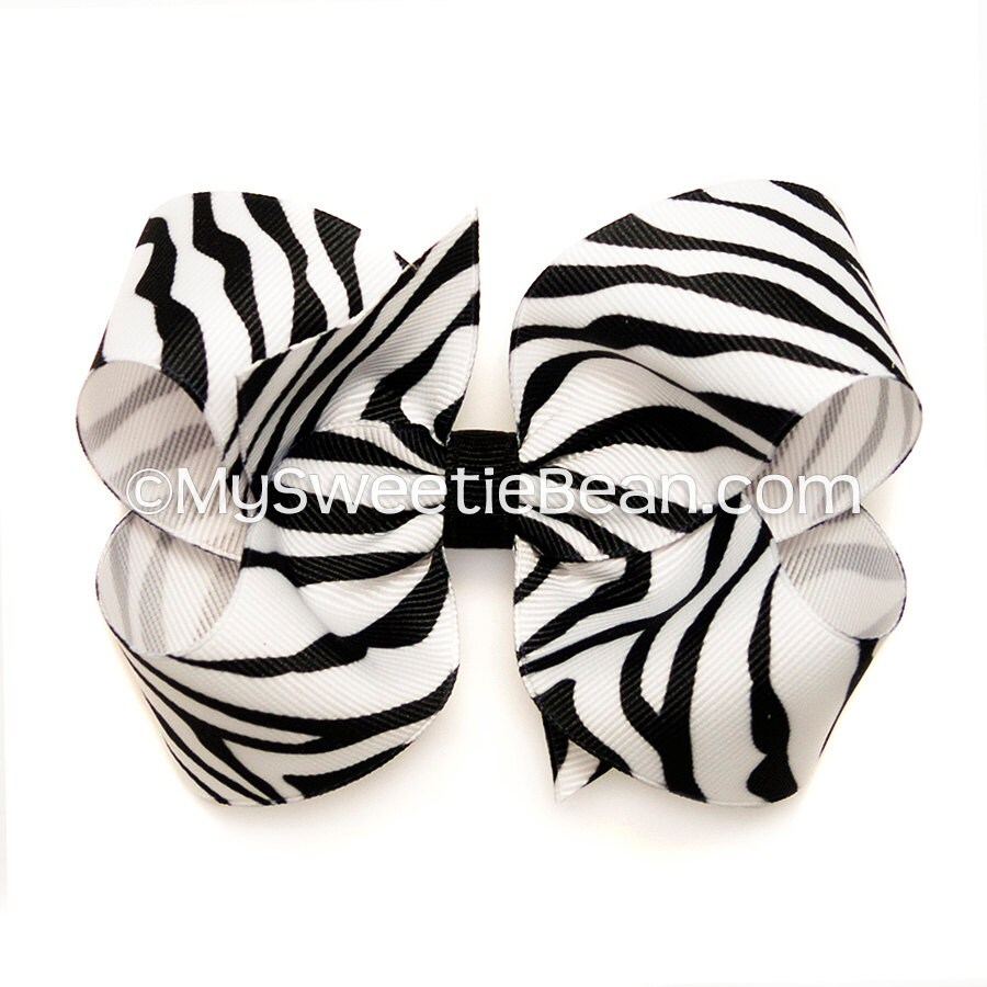 Zebra Hair Bow 4 inch Boutique Bow Zebra Print Bow 4 Etsy