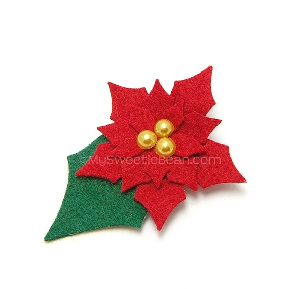 Items similar to Poinsettia Hair Clip, Holiday Hair Clip, Felt