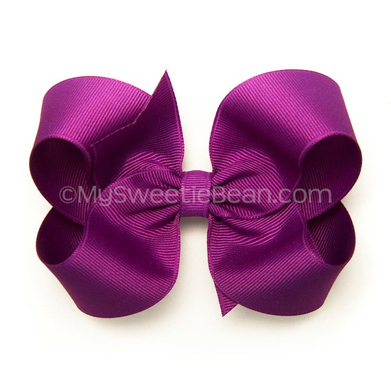 Neon Purple Hair Bow 4 Inch Basic Bow Royal Orchid Boutique Etsy