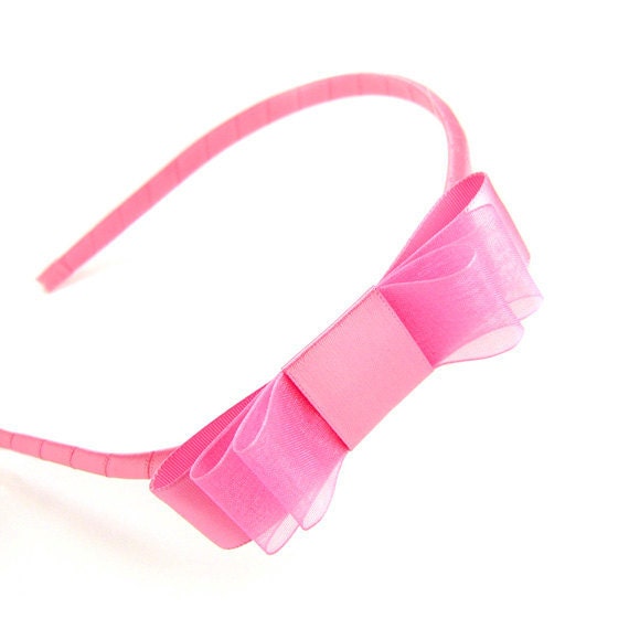 Hot Pink Headband Bright Pink Satin Bow Headband Satin and Etsy