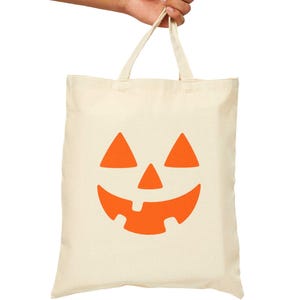 Halloween Pumpkin Canvas Tote Bag, Eco-friendly, Shopping, Trick-or-Treat, Event Gift, Autumn Tote, Seasonal Decor