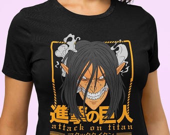 Attack on Titan Anime T-Shirt | AOT Wings of Freedom, Survey Corps | Eren, Levi, Mikasa Graphic Tee | Unisex Gift for Otaku & Manga Fans