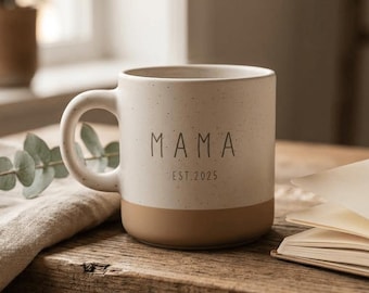 Custom Engraved Two-Tone Mug: Personalized Stoneware Coffee Cup, Mom Gift