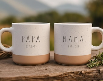 Custom Engraved Two-Tone Mug: Personalized Stoneware Coffee Cup, Mom Gift