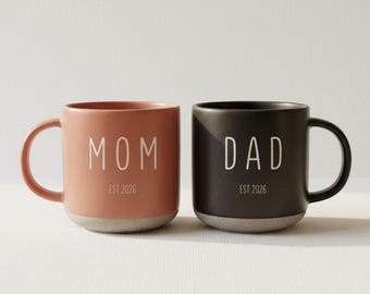 Custom Engraved Two-Tone Mug: Personalized Stoneware Coffee Cup, Mom Gift