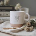 Personalized ceramic mug with your text, Stoneware mug with your own engraving, Natural and unglazed base product logo