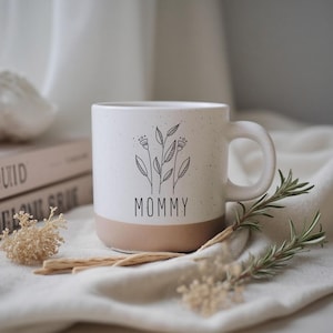 Personalized ceramic mug with your text, Stoneware mug with your own engraving, Natural and unglazed base