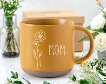 Custom Birth Flower Coffee Mug, Personalized Gift for Mom