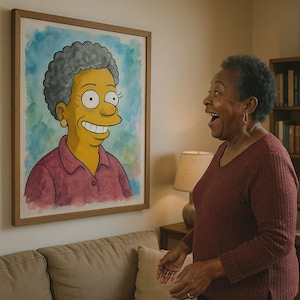 Custom Simpsons Style Portrait Watercolor Effect Personalized Cartoon Digital Download Funny Gift for Mom Dad Grandma Grandpa mother's day