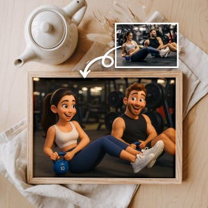 Custom Disney Style Couple Portrait from Photo Personalized Cartoon Digital Art Gift for Boyfriend Girlfriend Anniversary Birthday Download