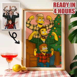 Custom Simpson Family Portrait from Photo, Personalized Yellow Cartoon Digital Art for Family Gift, Simpsonized Drawing JPG PNG Download