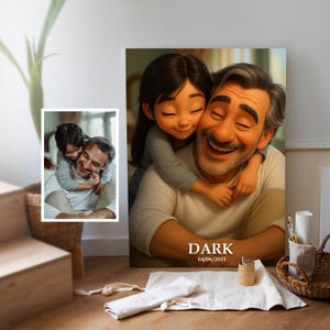 Pixar Style Dad and Child Portrait Custom Digital Download Cartoon Father Gift Family Character Art Personalized Father’s Day Drawing File