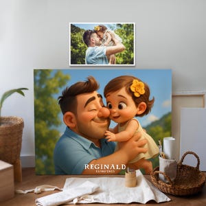 Custom Pixar Style Father Portrait from Photo Digital Download 3D Cartoon Art Personalized Gift for Dad Father’s Day Family Keepsake Print