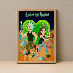 Personalized Rick And Morty Style Couple Illustration Digital Sci Fi Portrait Custom Character Drawing Unique Gift For Fans Interdimensional