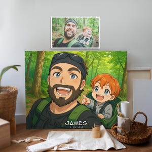 Anime Style Custom Portrait of Dad and Son from Photo Digital Gift for Father’s Day Personalized Artwork for Father and Child Lovers