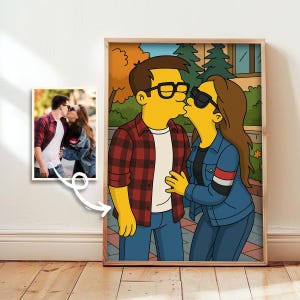 Custom Simpsons Portrait: Personalized Digital Cartoon Couple Art (Digital Download