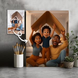 Custom Pixar Style Family Portrait from Photo Digital Cartoon Keepsake for Cherished Family Moments Together Personalized Download Gift Art