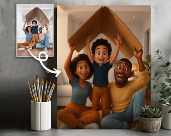Pixar Style Familien Portrait: Digital Cartoon Andenken (Digitaler Download)